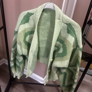 Green Patterned Women's Sweater
